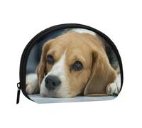 Cute Beagle Dog Lies On Floor, Women's Storage Bag Shell Makeup Bag Small Coin Purse Shell Change Pouch