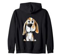 Cute Beagle Dog Watercolor Sketch Art Puppy Peeking Zip Hoodie