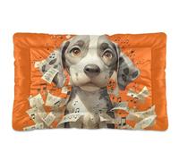 Cute Beagle Dog White Sheet Music Score Orange Washable Dog Sleeping Mattress Soft Anti-Slip Pet Kennel Beds for Large Jumbo Medium Small Dogs 36" x 24"
