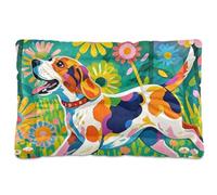 Cute Beagle Flower Washable Dog Sleeping Mattress Soft Anti-Slip Pet Bed for Medium/Large Dogs 36" x 24"