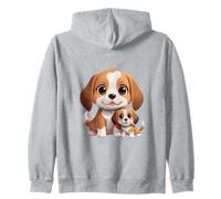 Cute Beagle Mom and Puppy Dog Lovers Zip Hoodie