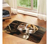 Cute Beagle Pet Feeding Mat Absorbent Pu Leather Dog Cat Food Mats Contain Spills Protects Floors, Anti-Slip Rubber Backing Dog Bowl Mats Easy Clean Pet Placemats 30x45cm