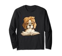 Cute Beagle Puppy Reading Book Lover Dog Animal Graphic Long Sleeve T-Shirt