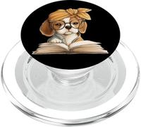 Cute Beagle Puppy Reading Book Lover Dog Animal Graphic PopSockets PopGrip for MagSafe