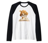 Cute Beagle Puppy Reading Book Lover Dog Animal Graphic Raglan Baseball Tee