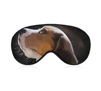 Cute Beagle Puppy Sleep Mask Watercolor Dog Blindfold for Sleeping Elastic Blackout Eye Mask Cover for Full Night's Sleep Travel and Nap