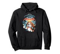Cute Beagle Selfie UFO Encounter, Funny Alien Space Fun Pullover Hoodie
