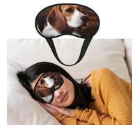 Cute Beagle Sleep Mask Soft Blackout Eye Mask with Adjustable Strap Comfortable Eye Shade Cover for Women Men Deep Rest Travel Work Home