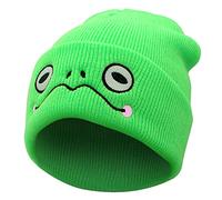 Cute Beanie Frog Beanie Animal Knit Hats, Funny Beanie Hat Winter Skiing Slouchy Warm Cap, Soft Headwear for Women Man, Green, One Size