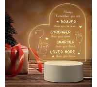 Cute Bear Acrylic Night Light Gift, You're Braver Than You Believe, Inspirational Gift for Daughter Kids, Friendship Birthday Gift for Friends, Girls, Ladies, Unique Engraved LED Bedside Lamp