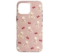 Cute Bear and Cherry, Pastel Rose Pink Background Case for iPhone 16 Pro Max