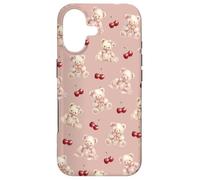 Cute Bear and Cherry, Pastel Rose Pink Background Case for iPhone 17