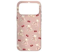 Cute Bear and Cherry, Pastel Rose Pink Background Case for iPhone 17 Pro Max