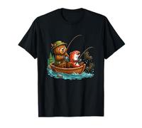 Cute Bear and Fish Funny Camping Fishing Boots T-Shirt