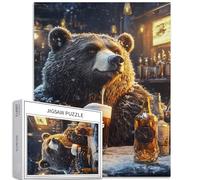 Cute Bear Character 1000 Piece Jigsaw Puzzles for Adults Pub Drinking Scene Art Jigsaw Puzzle Challenging Family Activity Games Colorful DIY Craft Puzzle for Home Decor Gifts 20×27 Inches