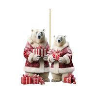 Cute Bear Christmas Scene Decoration - Tree Pendant Hanging Ornament - Personalised Bauble Xmas Decor Gift
