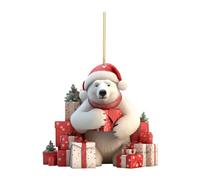 Cute Bear Christmas Scene Decoration - Tree Pendant Hanging Ornament - Personalised Bauble Xmas Decor Gift