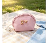 Cute Bear Coin Purse, PU Mini Zipper Pouch with Star Pull, Small Wallet for Earbuds Lipstick Keys, Pink
