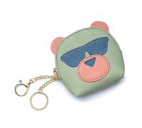 Cute Bear Coin Wallet Women’s Clutch Portable Coin Purse Fashion Simple Soft Leather Applicable to Key Headset Lipstick Lip balm Give To Wife Girlfriend Mother One's Gift, Green, One Size