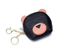 Cute Bear Coin Wallet Women’s Clutch Portable Coin Purse Fashion Simple Soft Leather Applicable to Key Headset Lipstick Lip balm Give To Wife Girlfriend Mother One's Gift, Black, One Size