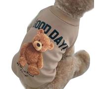 Cute Bear Dog Clothes, Breathable Simple Generous Dogs, Soft Breathable Cartoon Pet Clothes with Round Neck Design, Personality Print Pattern for Lovely Dogs, Elastic Hem, Fits (S)