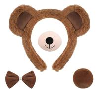 Cute Bear Ears Headband For Women - Adjustable Plush Animal Hair Band, Brown Fuzzy Ear Hoop For Cosplay Halloween Christmas Party, Daily Use & Photoshoot Props