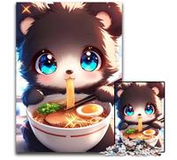 Cute Bear Eating Ramen Jigsaw Puzzle 1000Pieces Impossible Jigsaw Puzzles for Adults Educational Toy for Teenagers Home Office Decor 1000 PCS(38x26cm)