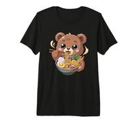 Cute Bear Eating Ramen Soup Kawaii Noodle Bowl Premium T-Shirt