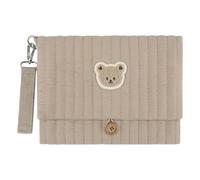 Cute Bear Embroidery Diaper Clutch Bag Foldable Multiple Pockets Baby Diaper Bag Organizer Stroller Attachment with Wipes Pocket Travel Essential for Mom (Brown)