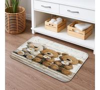 Cute Bear Family Quick Dry Bath Mat, Rustic Teddy Bears Floral Absorbent Non Slip Shower Mat, Cozy Flannel Washable Bath Rugs for Bathroom Toilet Restroom Decorative 16x24 Inch