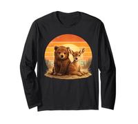 Cute Bear Fawn Retro Animal Friends Long Sleeve T-Shirt