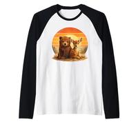 Cute Bear Fawn Retro Animal Friends Raglan Baseball Tee