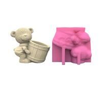 Cute Bear Flower Pots Mold Epoxy Resin Molds Pen Holder Holder Cement Planter Silicone Home Decorations Vase Molds for Concrete