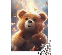Cute Bear Flying Butterflies 1000 Pc Cardboard DIY Fantasy Whimsical Art Style Puzzle 12+, Challenging Family Game, Vibrant Colours, Stress Relief & Wall Decor 70x50cm/1000pcs