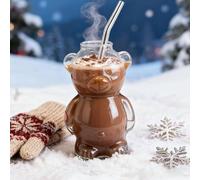 Cute Bear Glass Cup with Straw, 2026 New 320ml Reusable Tumbler Funny, for Hot Tea Milk Cocoa | Juice Water Cocktail Beer Wine | Microwave Safe Home Bar (1PCS)