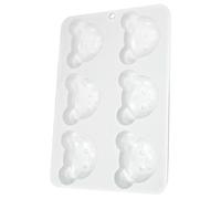 Cute Bear Head Silicone Chocolate Mold, 6 Cavities for Candy | Reusable Non Stick Tool, Quick Release Texture, White Finish, for Ice Cubes Cookies and Bakery Use