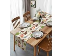 Cute Bear Hedgehog Fox Table Runner 108 Inches Long, Cartoon Tree Wild Flower Washable Table Runners Heat-Insulation Kitchen Dining Table Decorations for Home Party Decor 13x108in
