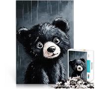 Cute Bear in the Rain1000 Adult Pieces Jigsaw Puzzle Stress Reliever Difficult Challenge Parent-child interaction 38x26cm