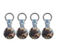 Cute Bear Keychain Holder Case Compatible with AirTag Waterproof Silicone Shell Protective Case 4PCS
