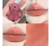 Cute Bear Keychain Lip Mud Matte Velvet Mousse Grey Non-Stick Lipstick Long Cup Korean Cosmetic La W2Z5 LipGloss Waterproof