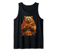 Cute Bear Knitting Cozy Autumn Animal Art Fall Aesthetic Tank Top
