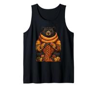 Cute Bear Knitting Cozy Autumn Animal Art Fall Aesthetic Tank Top