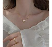 Cute Bear Letter M Cubic Zirconia Gold Color 925 Sterling Silver Clavicle Chain Necklace For Women Luxury Jewelry Korean