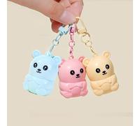 Cute Bear Lip Balm Keychain 3-Pack - Strawberry, Blueberry, Honey Flavored, Moisturizing & Portable Lip Care for Girls Women