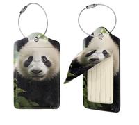 Cute Bear Luggage Tag for Suitcase PU Leather Suitcase Tag with Stainless Steel Loop and Address Card Baggage Tags Cute Bag Name Travel Tags ID Labels for Women Men 4 PCS