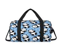 Cute Bear Panda Sport Duffel Bag with Shoes Compartment Animal Panda Overnight Weekender Bags Travel Gym Luggage Organizer for Women Men Kids Girls Boys