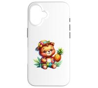 Cute Bear Pineapple Tropical Vacation Cartoon Case for iPhone 16