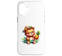 Cute Bear Pineapple Tropical Vacation Cartoon Case for iPhone 16 Plus