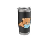 Cute Bear Reading Book Day National Library Week Stainless Steel Insulated Tumbler
