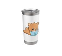 Cute Bear Reading Book Day National Library Week Stainless Steel Insulated Tumbler